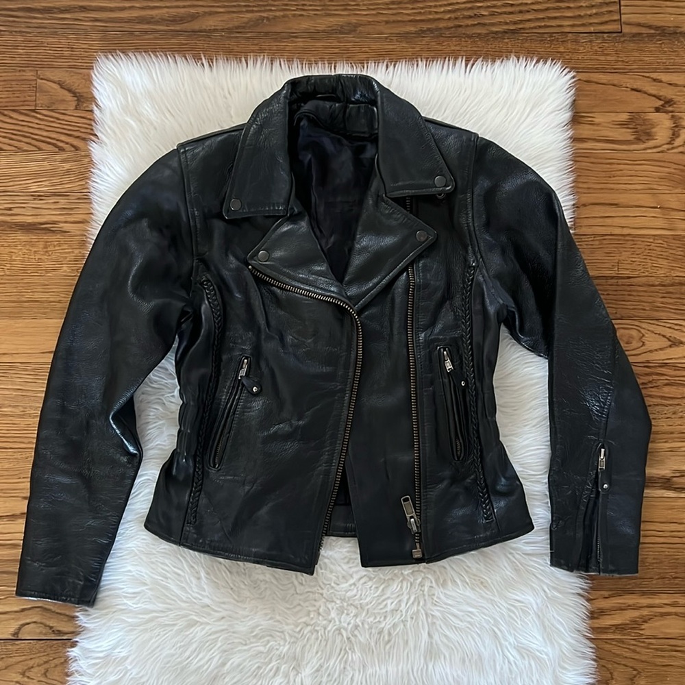 💯 genuine leather motorcycle jacket